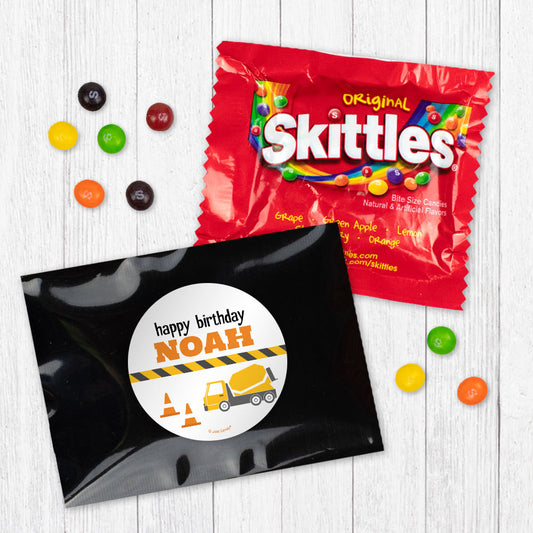 Personalized Kids Birthday Construction Skittles Favor Bag