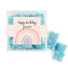 Personalized Rainbow Birthday JUST CANDY® favor cube with Sugar Sanded Gummy Bears Watercolor Rainbows