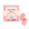 Personalized Rainbow Birthday JUST CANDY® favor cube with Sugar Sanded Gummy Bears Watercolor Rainbows