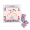 Personalized Rainbow Birthday JUST CANDY® favor cube with Sugar Sanded Gummy Bears Watercolor Rainbows
