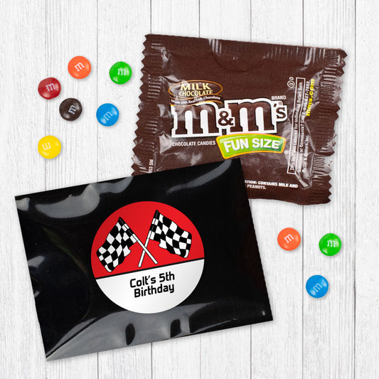 Personalized Kids Birthday Racing Candy Favor Bag - M&Ms or Skittles