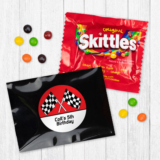 Personalized Kids Birthday Racing Skittles Favor Bag