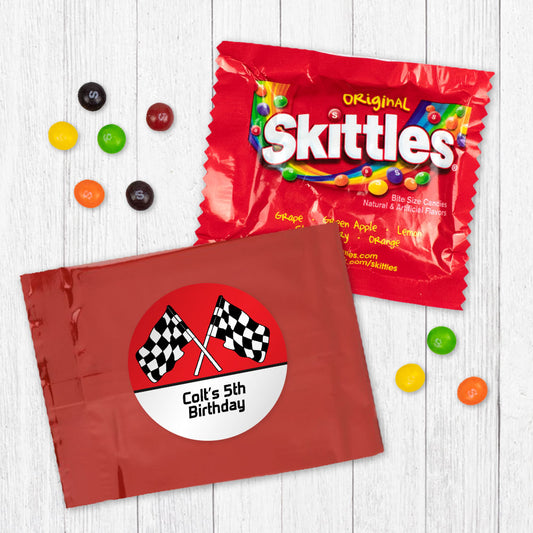 Personalized Kids Birthday Racing Skittles Favor Bag