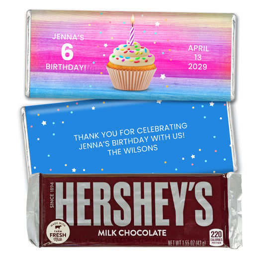 Personalized Kids Birthday Cupcake Hershey's Chocolate Bar and Wrapper