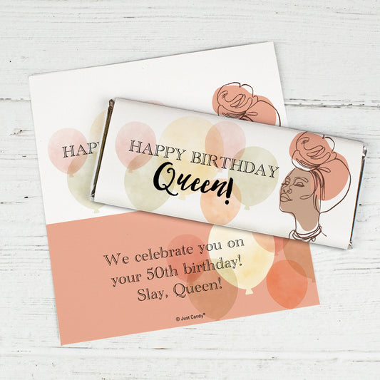 Personalized Birthday Celebrate Queen Chocolate Bar Wrappers