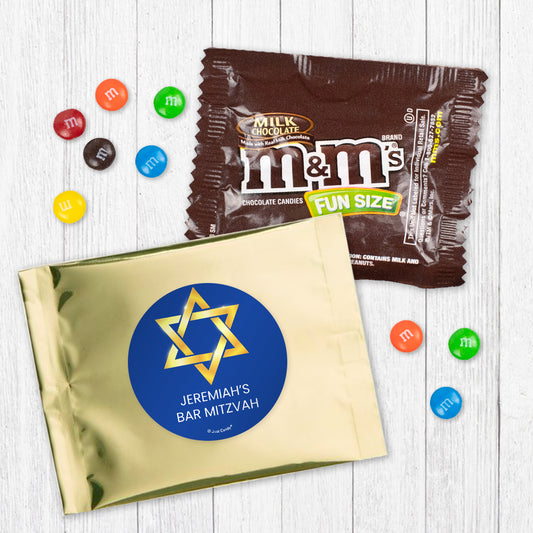 Personalized Bar Mitzvah Star of David Candy Favor Bag - M&Ms or Skittles