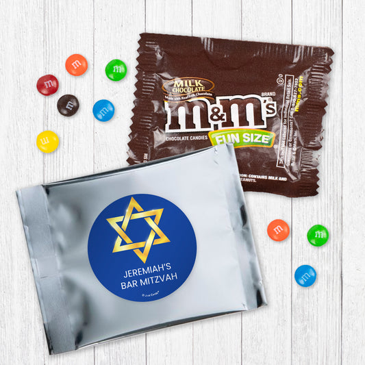 Personalized Bar Mitzvah Star of David Candy Favor Bag - M&Ms or Skittles