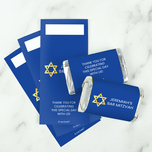Personalized Bar Mitzvah Star of David Miniatures Wrappers Only