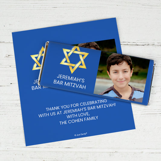 Personalized Bar Mitzvah Star of David Chocolate Bar Wrappers Only