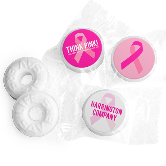 Personalized Breast Cancer Awareness Think Pink Life Saver Mints