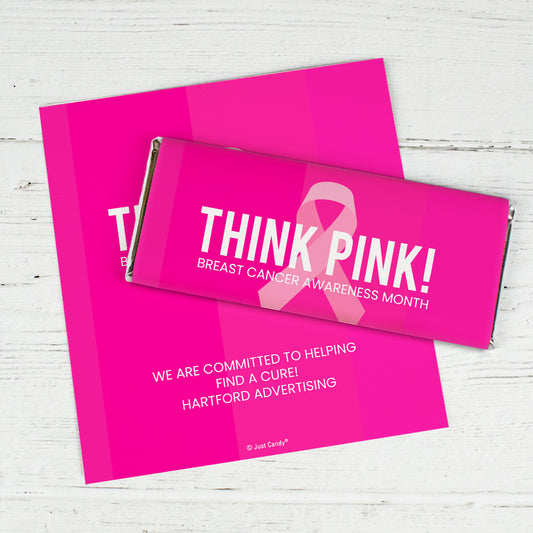 Personalized Breast Cancer Awareness Think Pink Chocolate Bar Wrappers