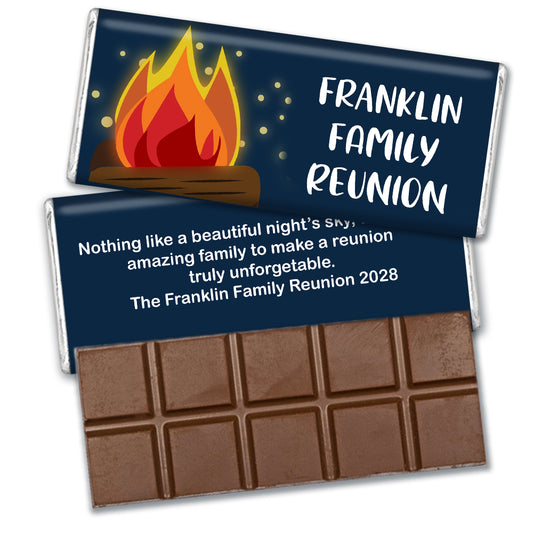 Personalized Family Reunion Campfire Belgian Chocolate Bar