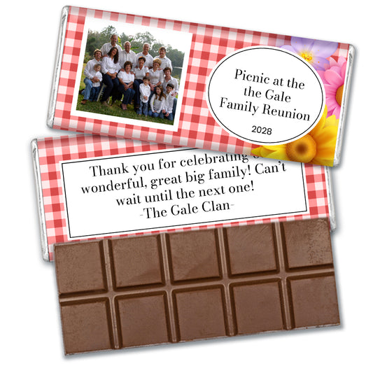 Personalized Family Reunion Picnic Belgian Chocolate Bar & Wrapper