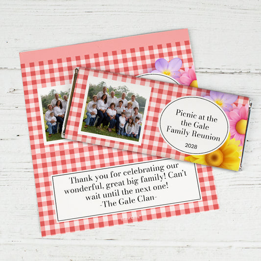 Personalized Family Reunion Picnic Chocolate Bar Wrappers Only
