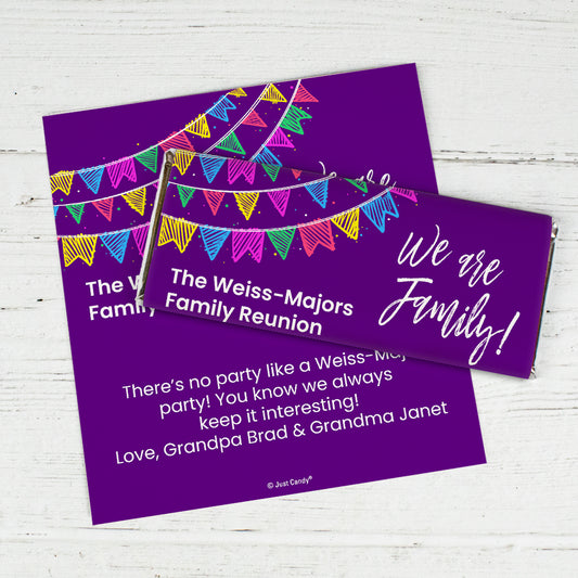 Personalized Family Reunion Banners Chocolate Bar Wrappers Only