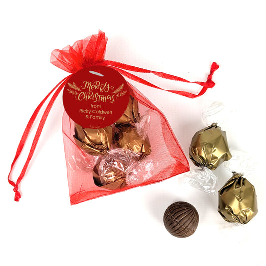 Personalized Merry Christmas Gold Dubai Truffles Organza Favor
