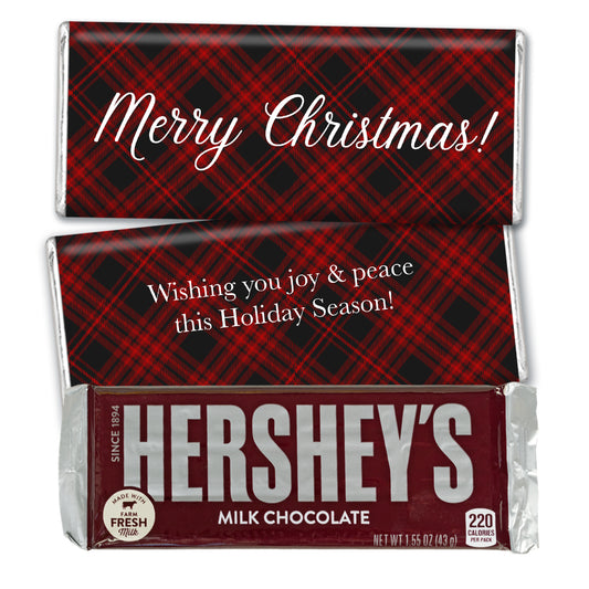 Personalized Christmas Plaid Hershey's Chocolate Bar and Wrapper