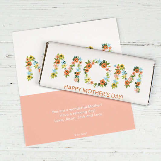 Personalized Mother's Day Flowery Chocolate Bar Wrappers