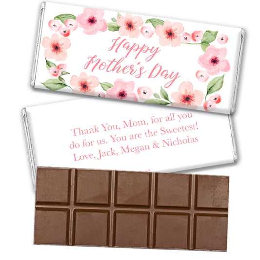 Personalized Mother's Day Floral Belgian Milk Chocolate Bar
