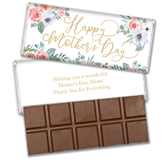 Personalized Mother's Day Floral Chocolate Bar & White Wrapper