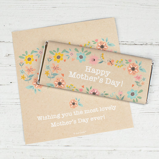 Personalized Mother's Day Tan Floral Candy Bar Wrappers