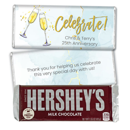 Personalized Anniversary Celebrate with Champagne Hershey's Chocolate Bar and Wrapper