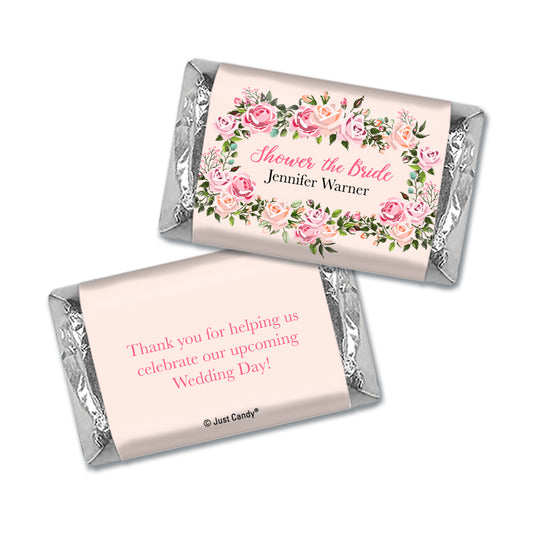 Personalized Bridal Shower Pink Floral Hershey's Miniatures