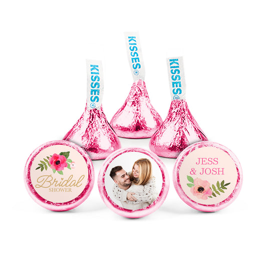 Personalized Bridal Shower Pink Floral Watercolor Hershey's Kisses