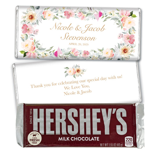 Personalized Wedding Flowers Frame Hershey's Chocolate Bar and Wrapper