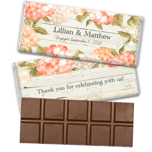 Personalized Engagement Floral Farmhouse Belgian Chocolate Bar