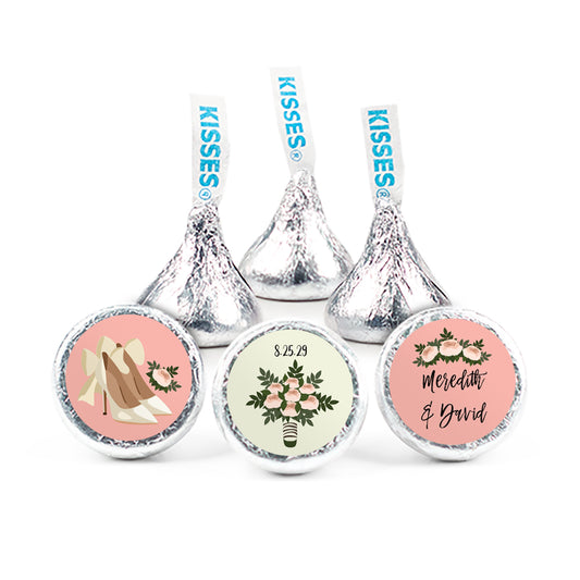 Personalized Engagement Bouquet and Heels Hershey's Kisses