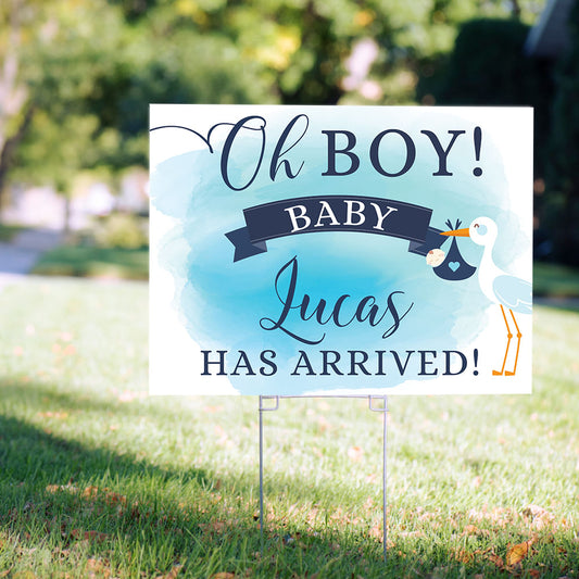 Personalized It's a Boy Yard Sign and Stake - Oh Boy! Stork
