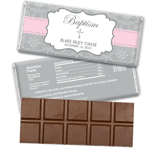 Baptism Personalized Hershey's Milk Chocolate Bar Framed Cross