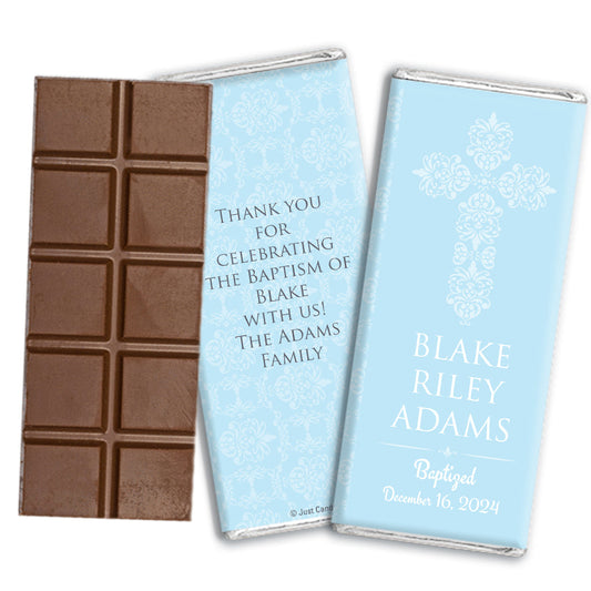 Baptism Personalized Hershey's Milk Chocolate Bar Filigree Cross