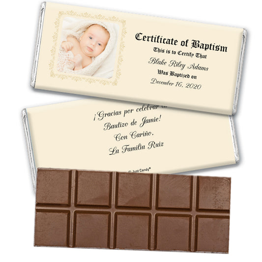 Baptism Personalized Hershey's Milk Chocolate Bar Certificate with Photo