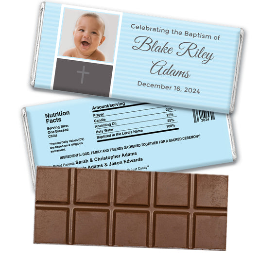 Baptism Personalized Hershey's Milk Chocolate Bar Photo & Cross