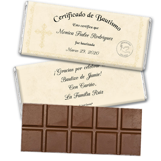Baptism Personalized Hershey's Milk Chocolate Bar Certificado de Bautismo