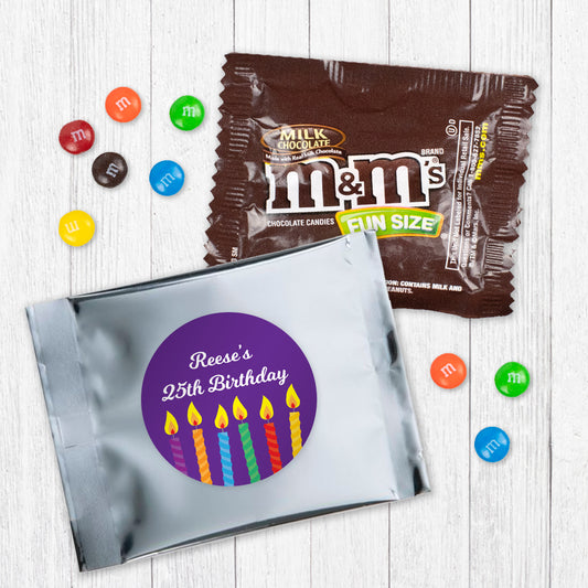 Personalized Birthday Candles Candy Favor Bag - M&Ms or Skittles