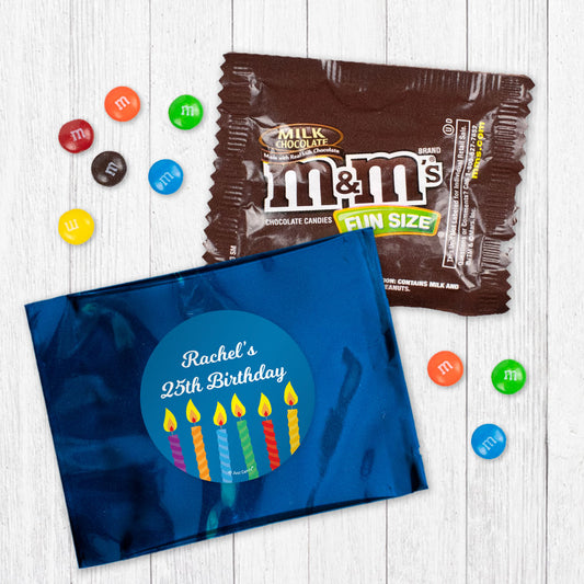 Personalized Birthday Candles Candy Favor Bag - M&Ms or Skittles