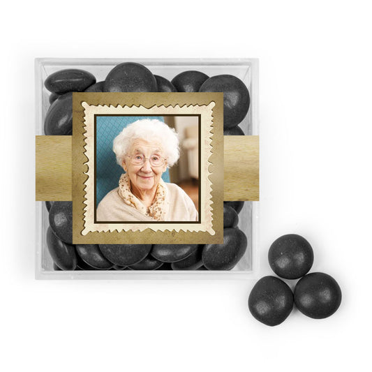 Personalized Milestone 100th Birthday Years in the Making JUST CANDY® favor cube with Just Candy Milk Chocolate Minis