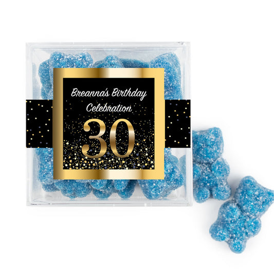Personalized Milestones 30th Elegant Birthday Bash JUST CANDY® favor cube with Sugar Sanded Gummy Bears