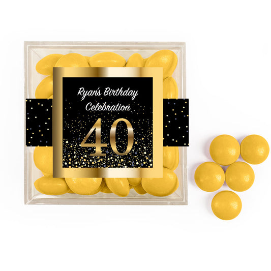 Personalized Milestone 40th Elegant Birthday Bash JUST CANDY® favor cube with Just Candy Milk Chocolate Minis
