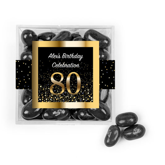 Personalized Milestones 80th Elegant Birthday Bash JUST CANDY® favor cube with Jelly Belly Jelly Beans