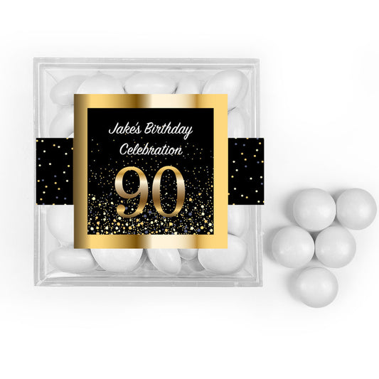 Personalized Milestone 90th Elegant Birthday Bash JUST CANDY® favor cube with Just Candy Milk Chocolate Minis
