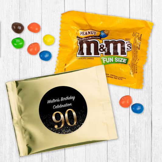 Personalized 90th Milestone Birthday 90 Elegant Birthday Bash Candy Favor Bag - M&Ms or Skittles