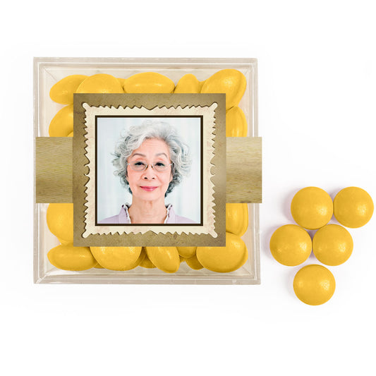 Personalized Milestone 70th Birthday Years in the Making JUST CANDY® favor cube with Just Candy Milk Chocolate Minis