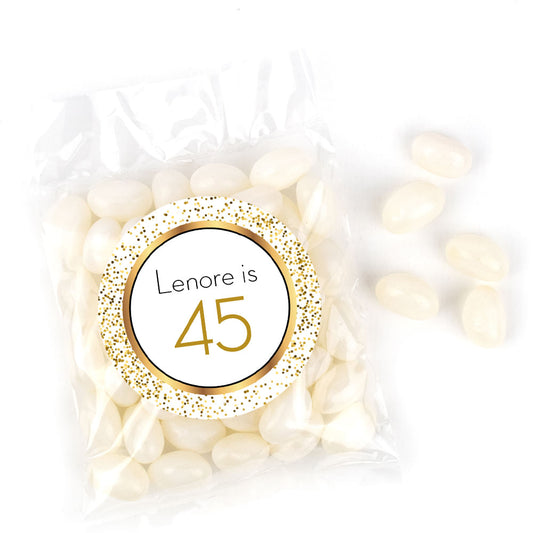 Personalized Birthday Glimmering Gold Candy Bag with Jelly Beans