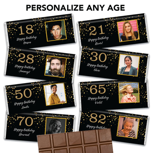 Personalized Birthday Starshine Belgian Chocolate Bar with Photo