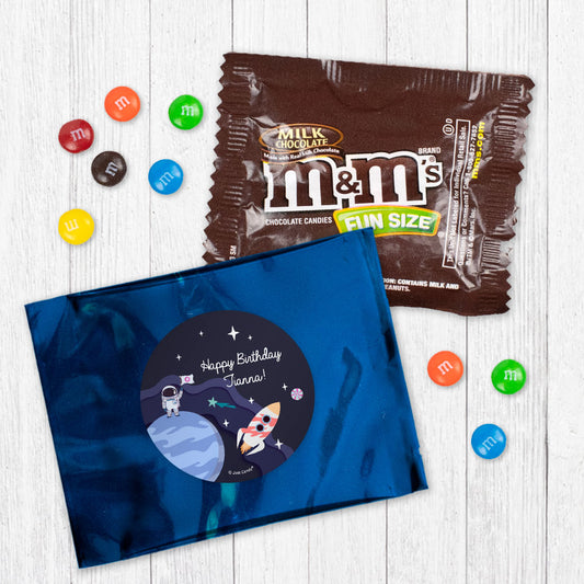 Personalized Kids Birthday Out of this World Space Candy Favor Bag - M&Ms or Skittles