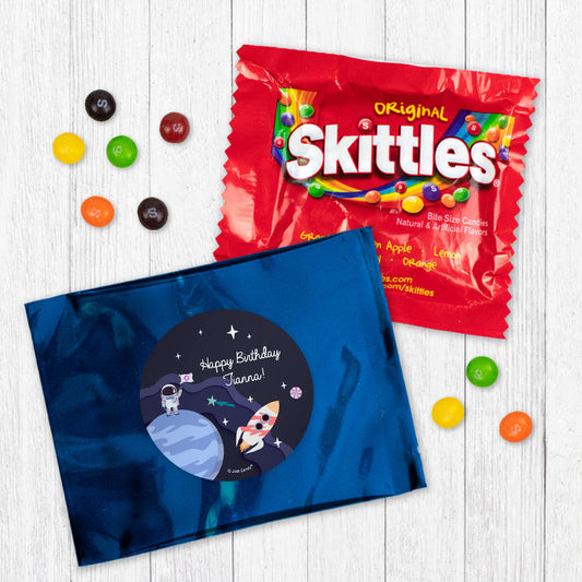 Personalized Kids Birthday Out of this World Space Skittles Favor Bag